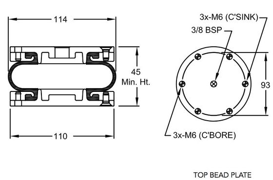 Amortiguación de aire con resorte FS 44-5 del SP 2334 Dunlop de los airbagues del pedernal W01-R58-4050