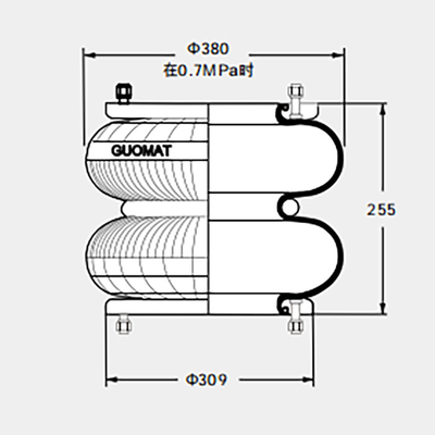 La suspensión industrial amortiguación de aire con resorte la amortiguación de aire con resorte de goma 2H350255 choca los pernos enrollados dobles de 14pcs M10
